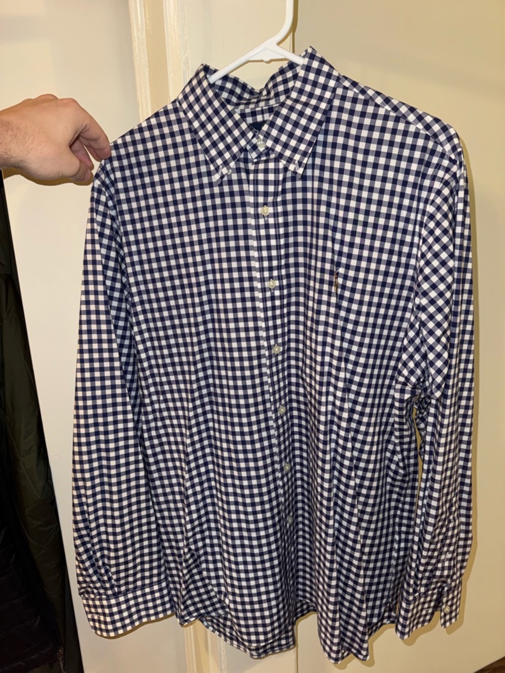 Ralph Lauren Navy and White Gingham Button-Down Shirt